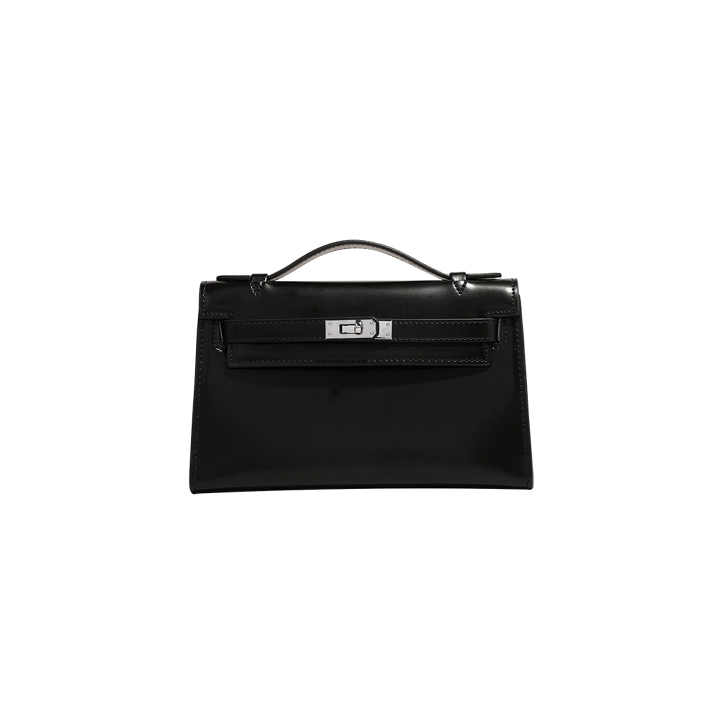 HERMÈS MASTER BLACK BOX LEATHER KELLY POCHETTE BAG (22*14*7cm) 